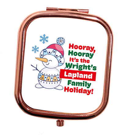 Hooray it's the personalised Lapland holiday! rose gold square pocket mirror