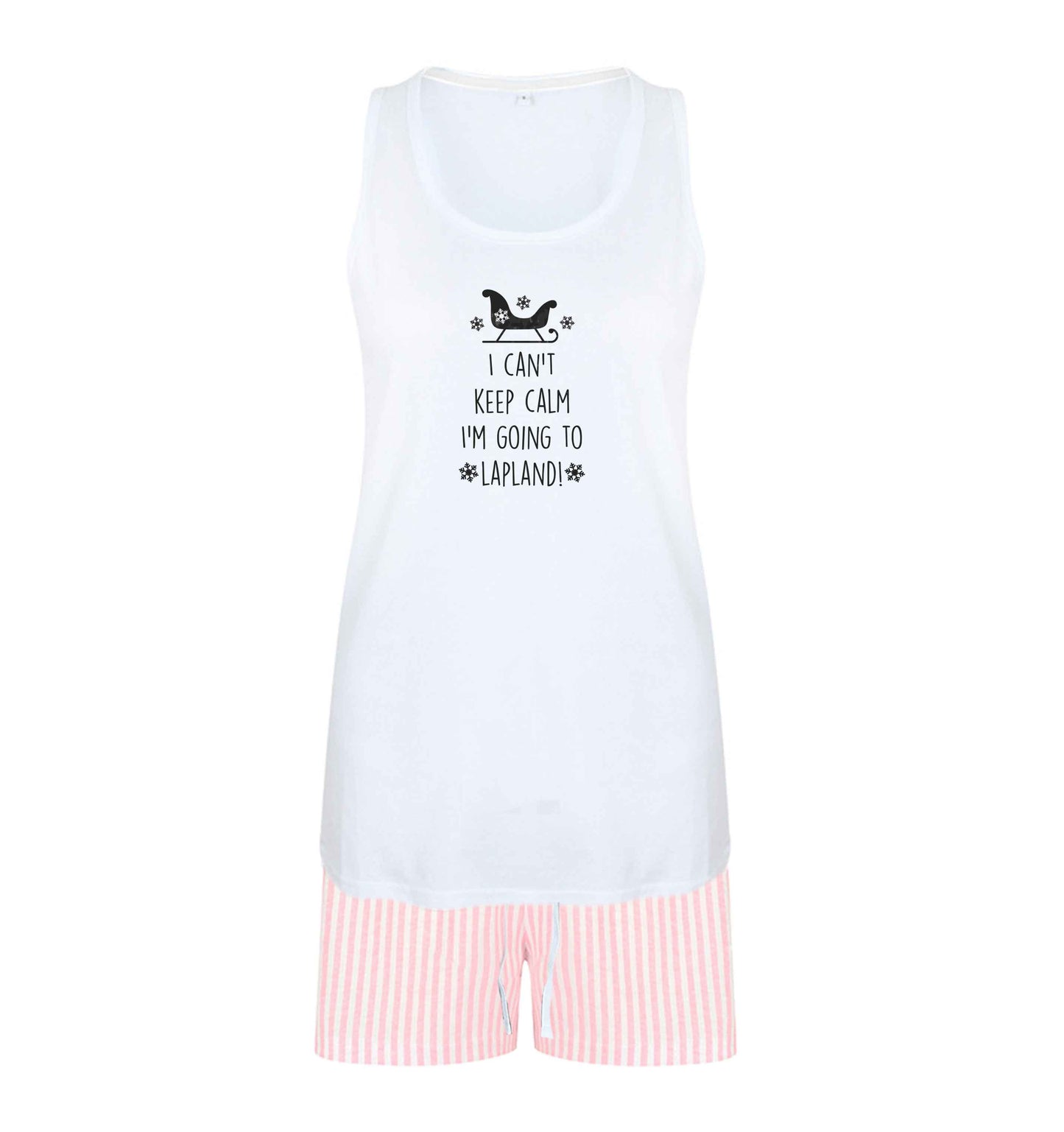 I can't keep calm I'm going to Lapland size XL women's pyjama shorts set in pink 