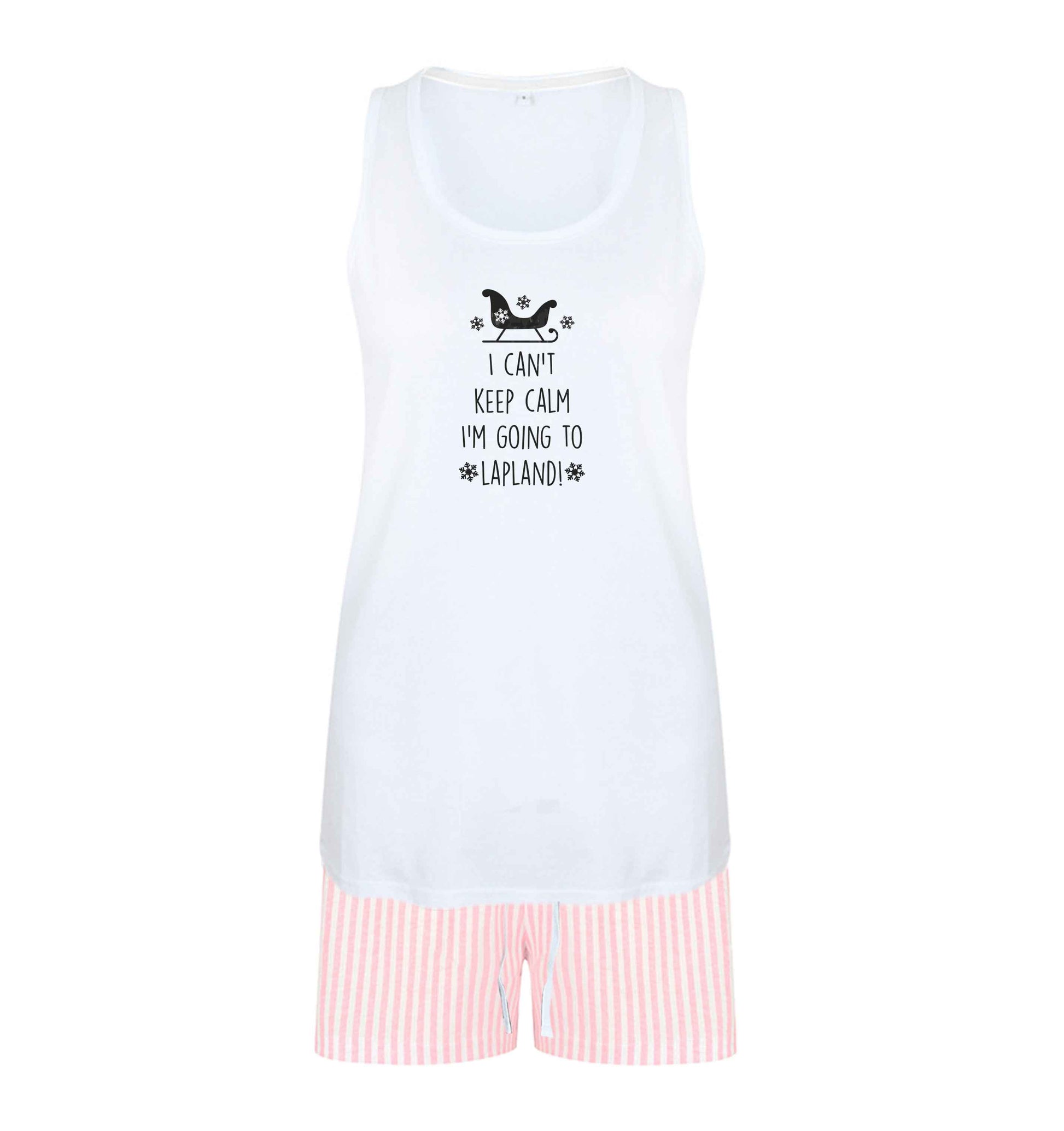 I can't keep calm I'm going to Lapland size XL women's pyjama shorts set in pink 