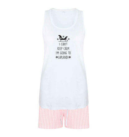 I can't keep calm I'm going to Lapland size XL women's pyjama shorts set in pink 