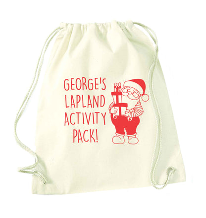 Custom Lapland activity pack natural drawstring bag