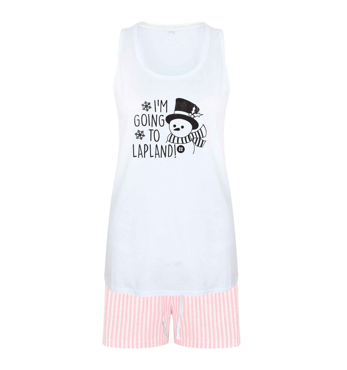 I'm going to Lapland size XL women's pyjama shorts set in pink 