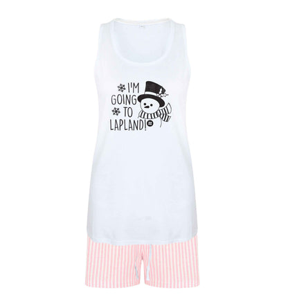 I'm going to Lapland size XL women's pyjama shorts set in pink 