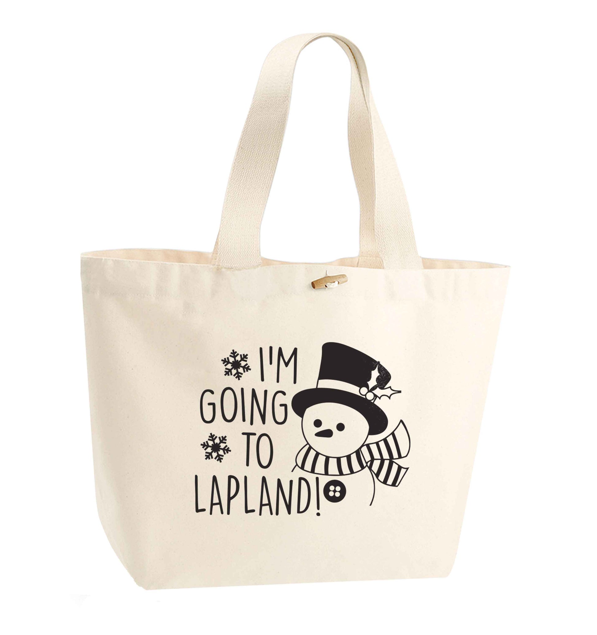 I'm going to Lapland organic cotton premium tote bag with wooden toggle in natural