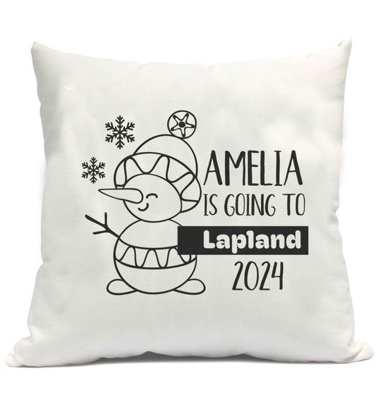 Any name here - is going to Lapland personalised cushion cover and filling