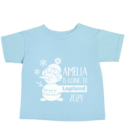 Any name here - is going to Lapland personalised light blue baby toddler Tshirt 2 Years