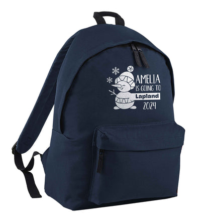 Any name here - is going to Lapland personalised navy adults backpack