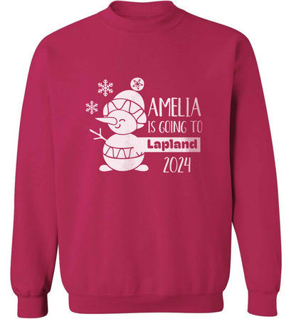 Any name here - is going to Lapland personalised adult's unisex pink sweater 2XL