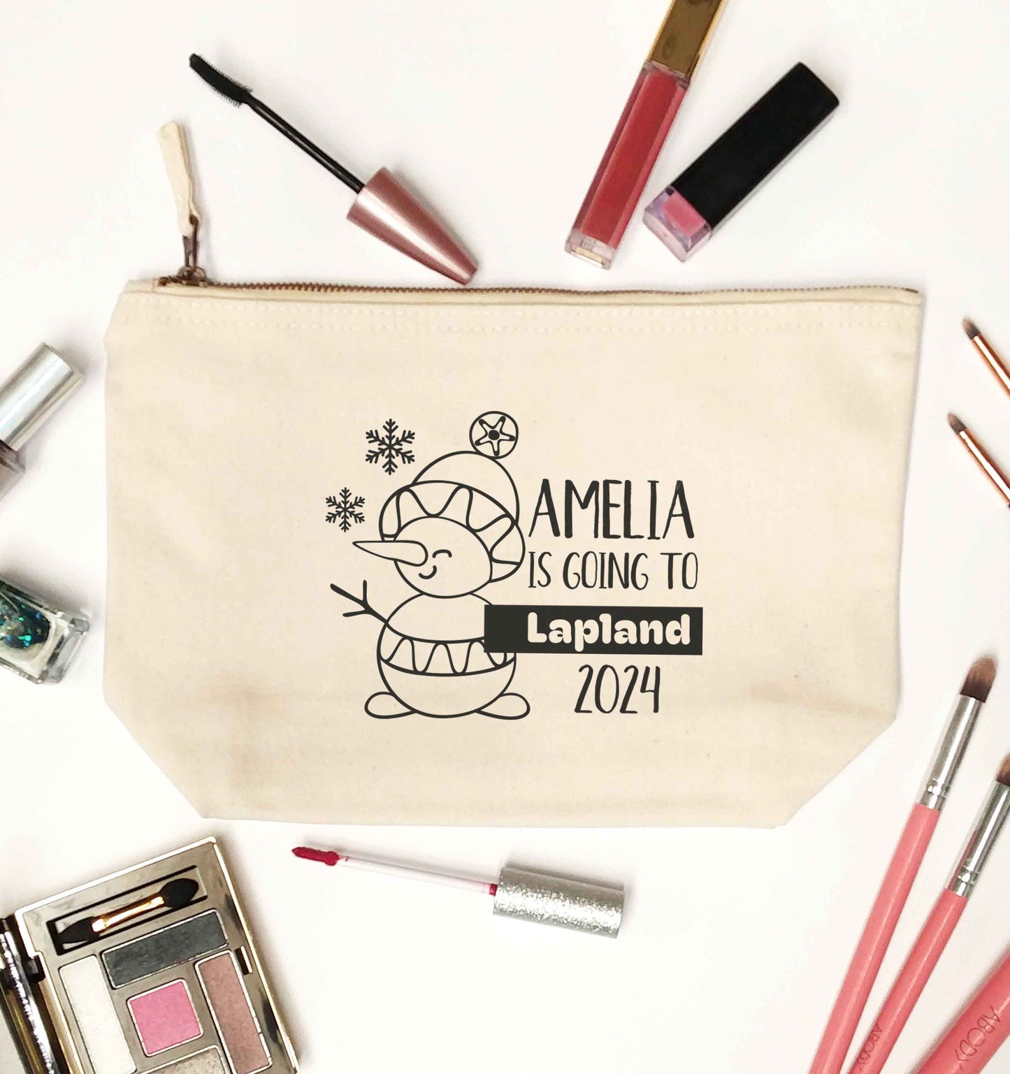 Any name here - is going to Lapland personalised natural makeup bag