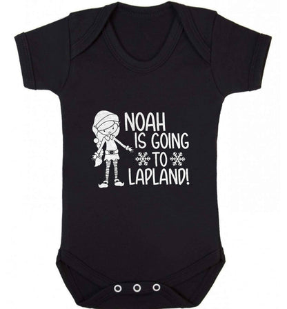 Any name here - is going to Lapland personalised elf baby vest black 18-24 months