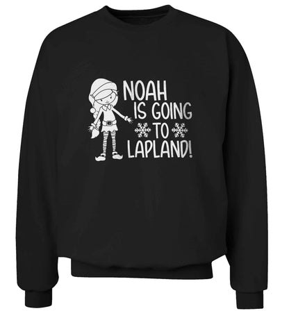 Any name here - is going to Lapland personalised elf adult's unisex black sweater 2XL