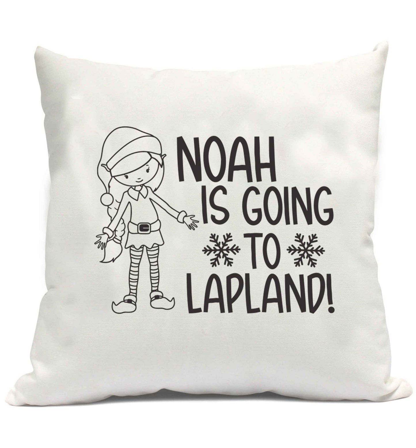 Any name here - is going to Lapland personalised elf cushion cover and filling