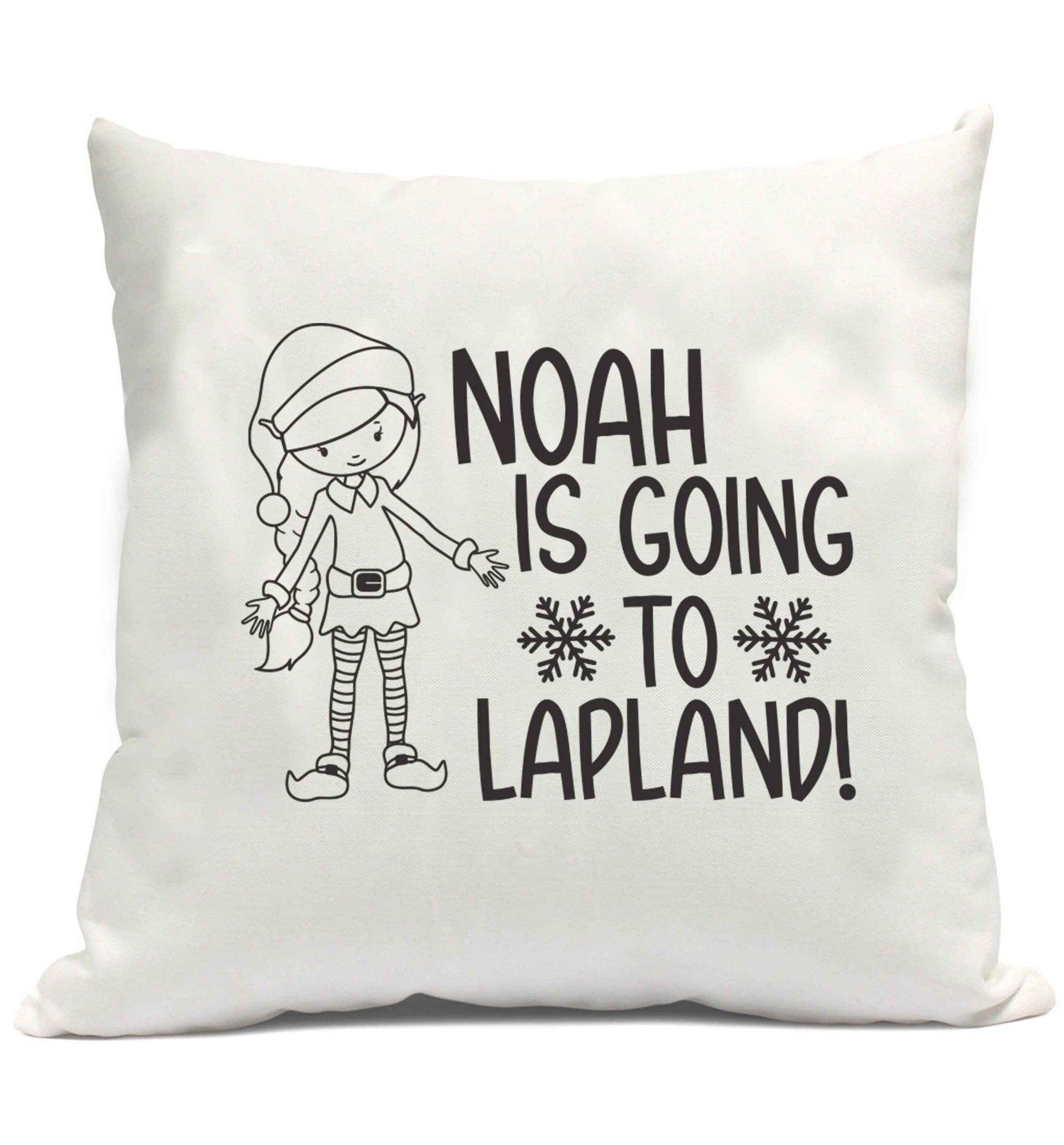 Any name here - is going to Lapland personalised elf cushion cover and filling