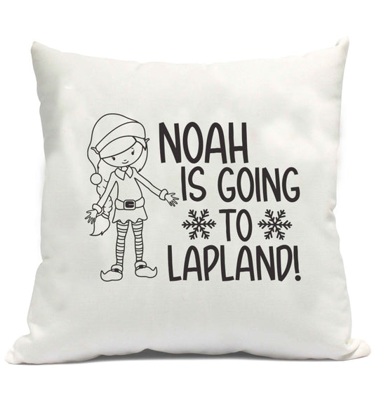 Any name here - is going to Lapland personalised elf cushion cover and filling
