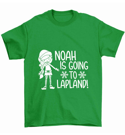 Any name here - is going to Lapland personalised elf Children's green Tshirt 12-13 Years