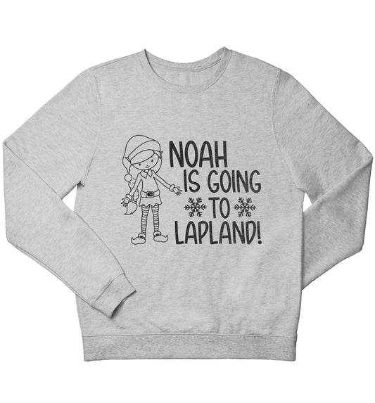 Any name here - is going to Lapland personalised elf children's grey sweater 12-13 Years