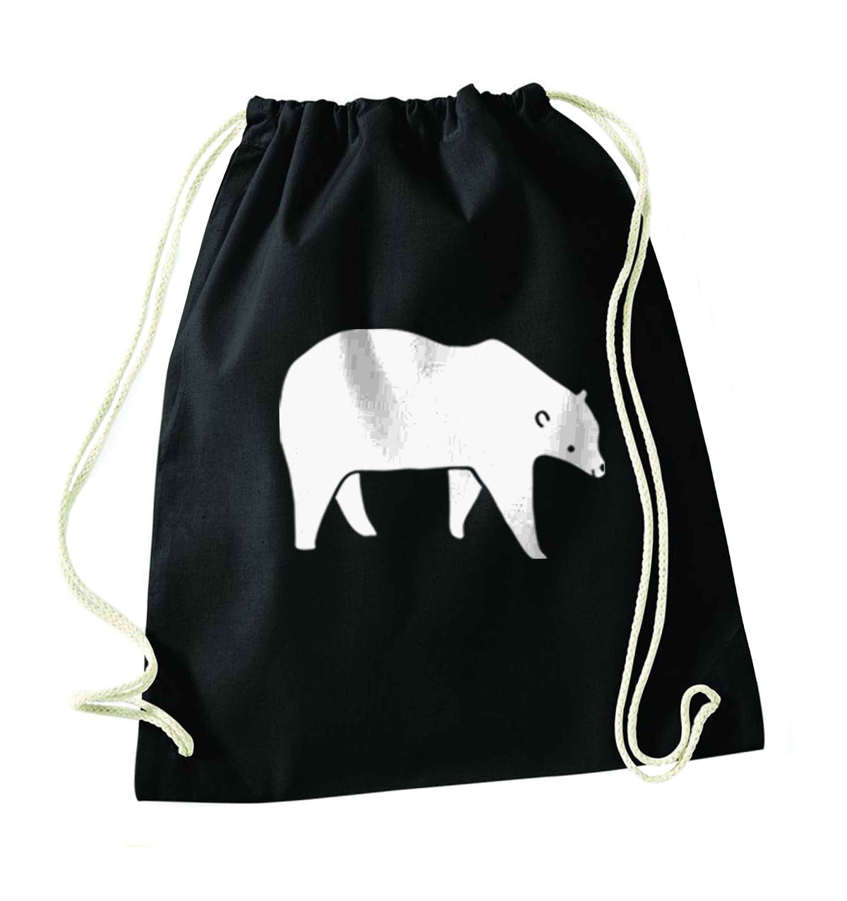 Polar Bear black drawstring bag