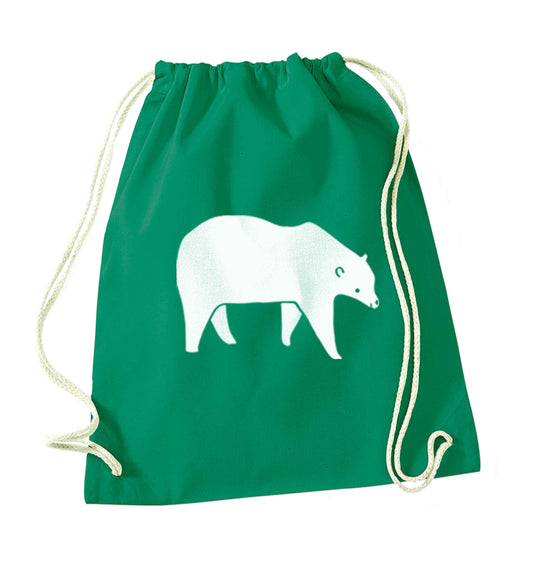 Polar Bear green drawstring bag