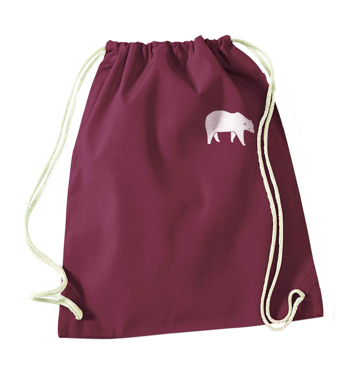 Polar Bear maroon drawstring bag