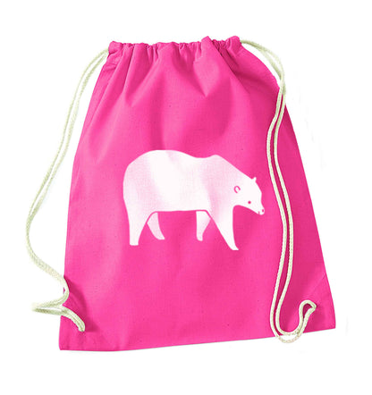 Polar Bear pink drawstring bag