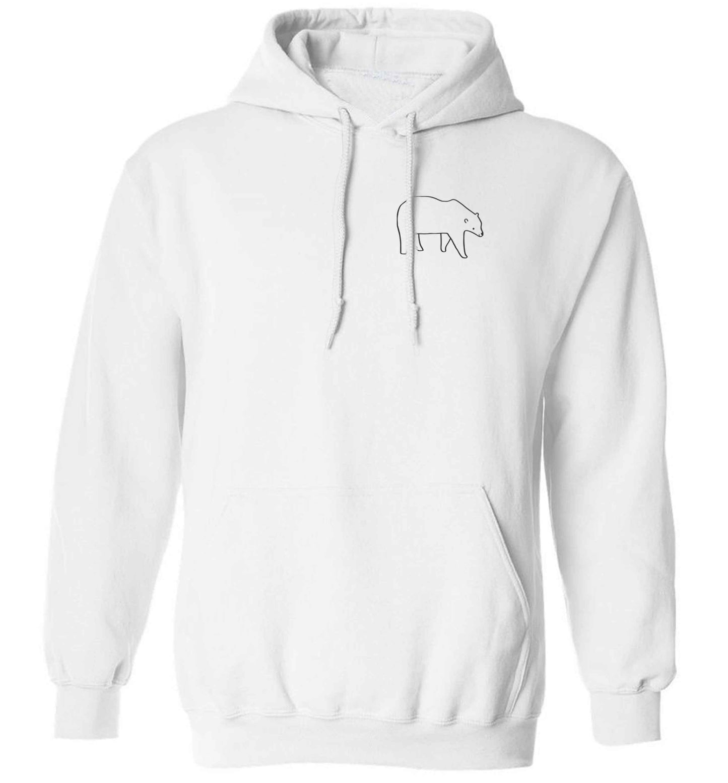 Polar Bear adults unisex white hoodie 2XL