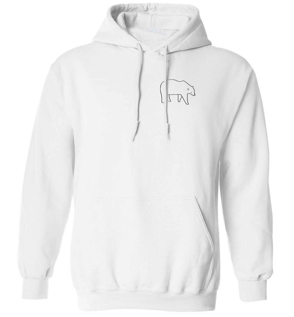 Polar Bear adults unisex white hoodie 2XL