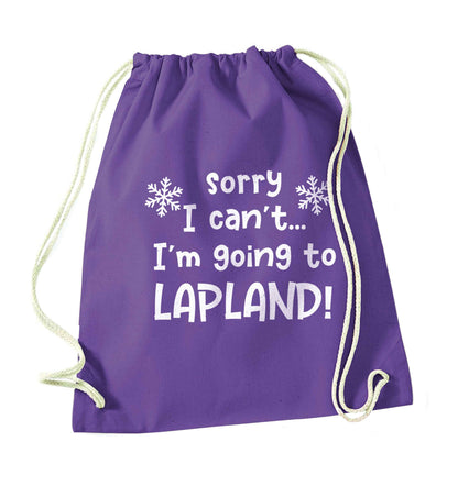 Sorry I can't I'm going to Lapland purple drawstring bag