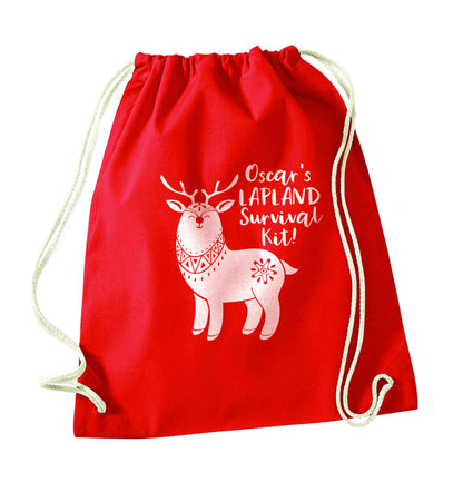 Personalised Lapland Survival Kit red drawstring bag 