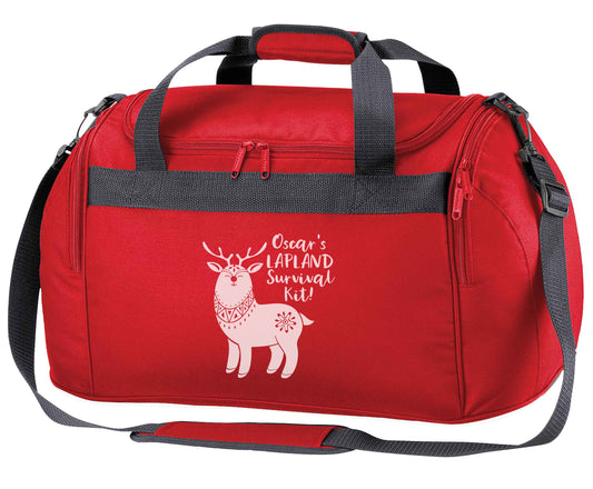 Personalised Lapland Survival Kit red holdall / duffel bag