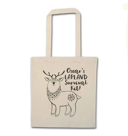 Personalised Lapland Survival Kit natural tote bag