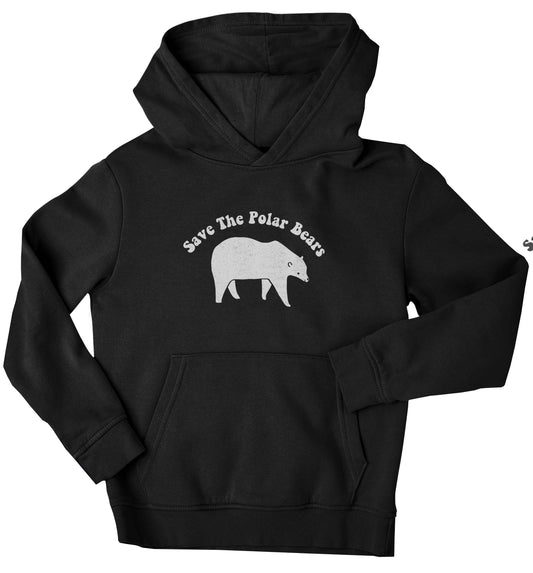 Save The Polar Bears children's black hoodie 12-13 Years