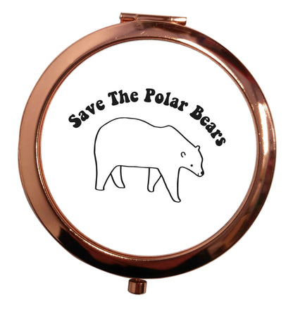 Save The Polar Bears rose gold circle pocket mirror