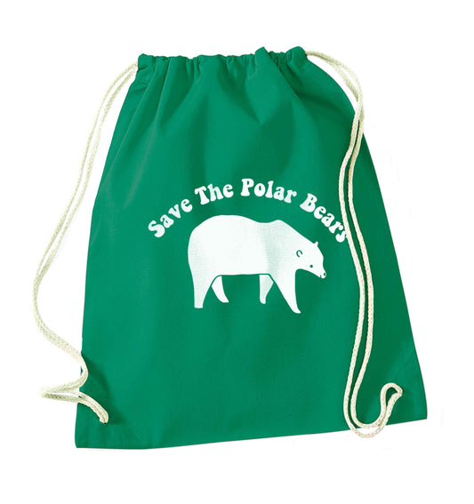Save The Polar Bears green drawstring bag