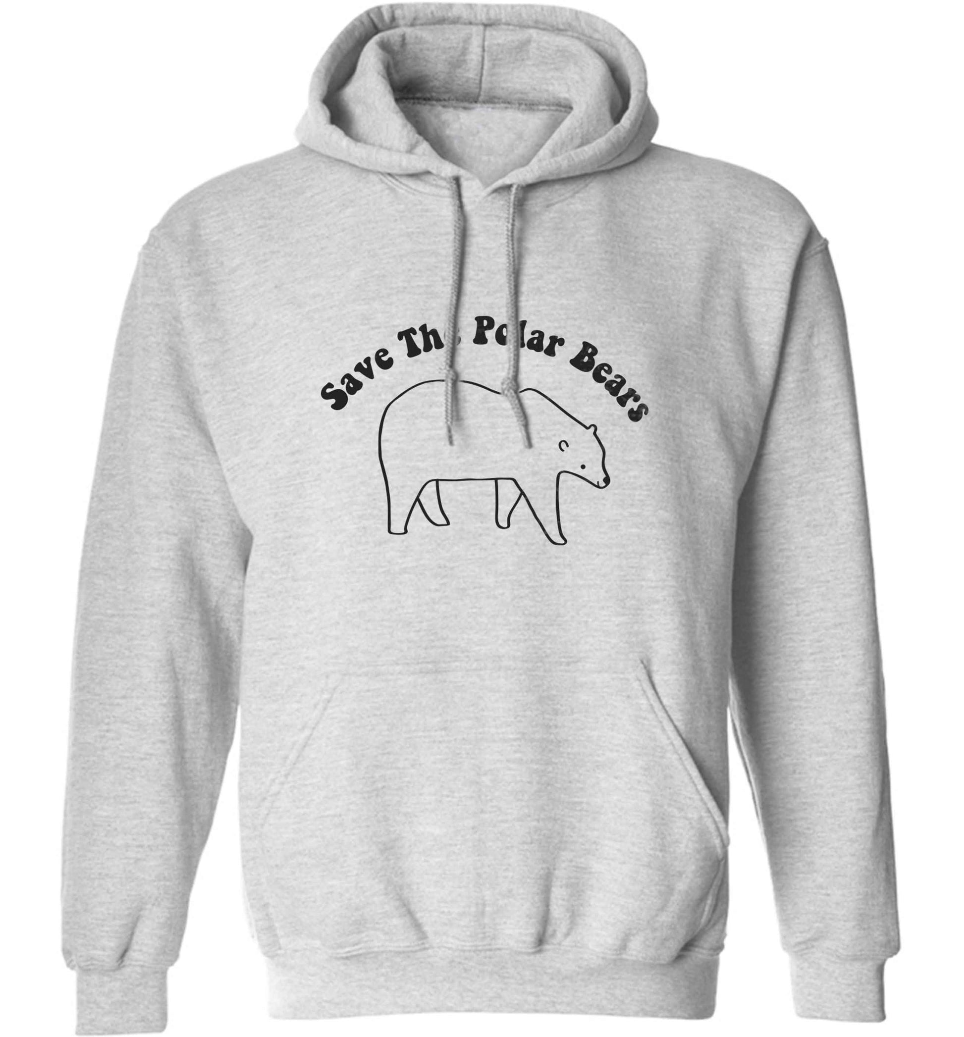 Save The Polar Bears adults unisex grey hoodie 2XL