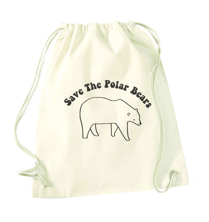 Save The Polar Bears natural drawstring bag
