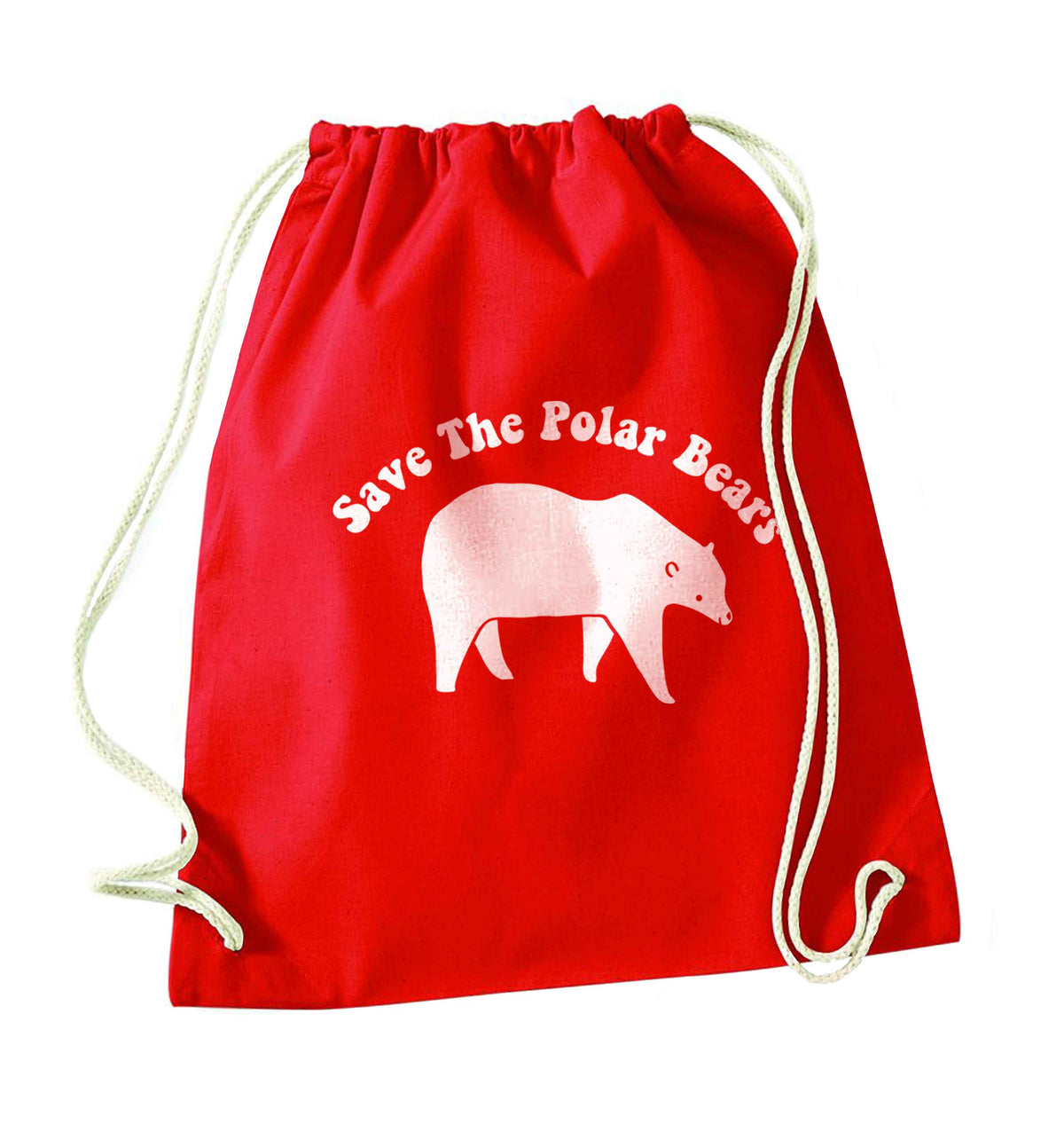 Save The Polar Bears red drawstring bag 