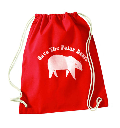 Save The Polar Bears red drawstring bag 