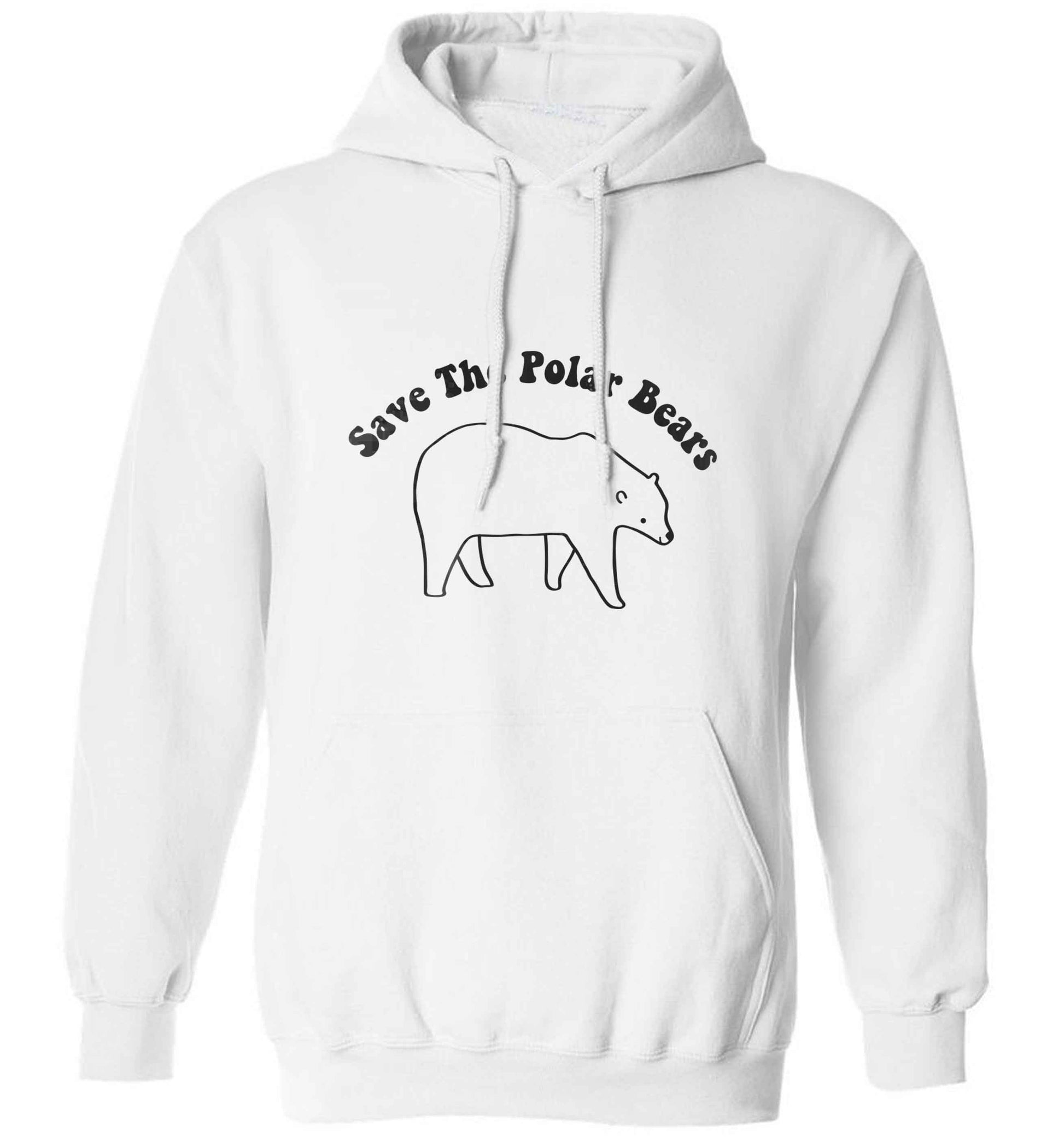 Save The Polar Bears adults unisex white hoodie 2XL