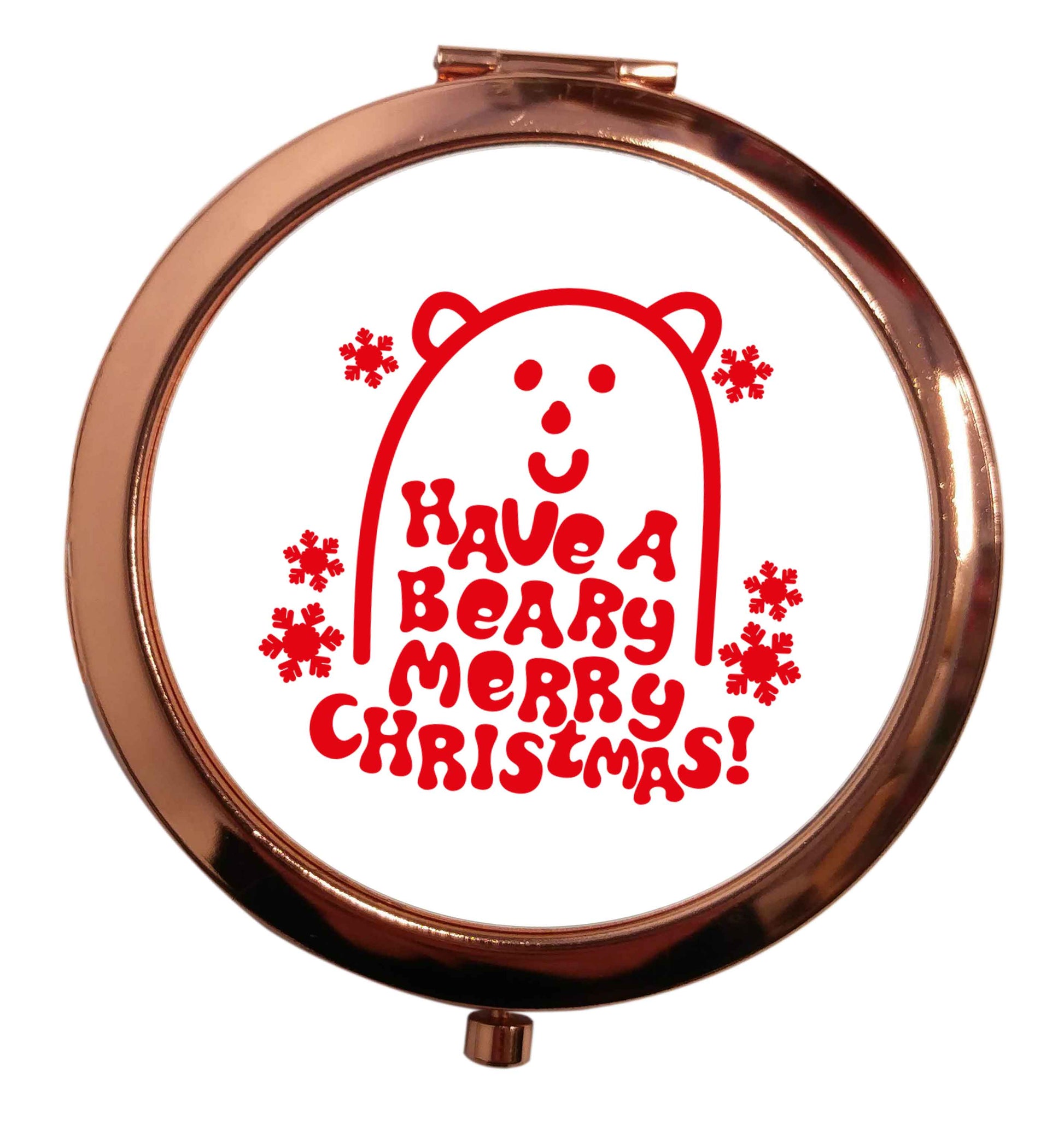 Save The Polar Bears rose gold circle pocket mirror