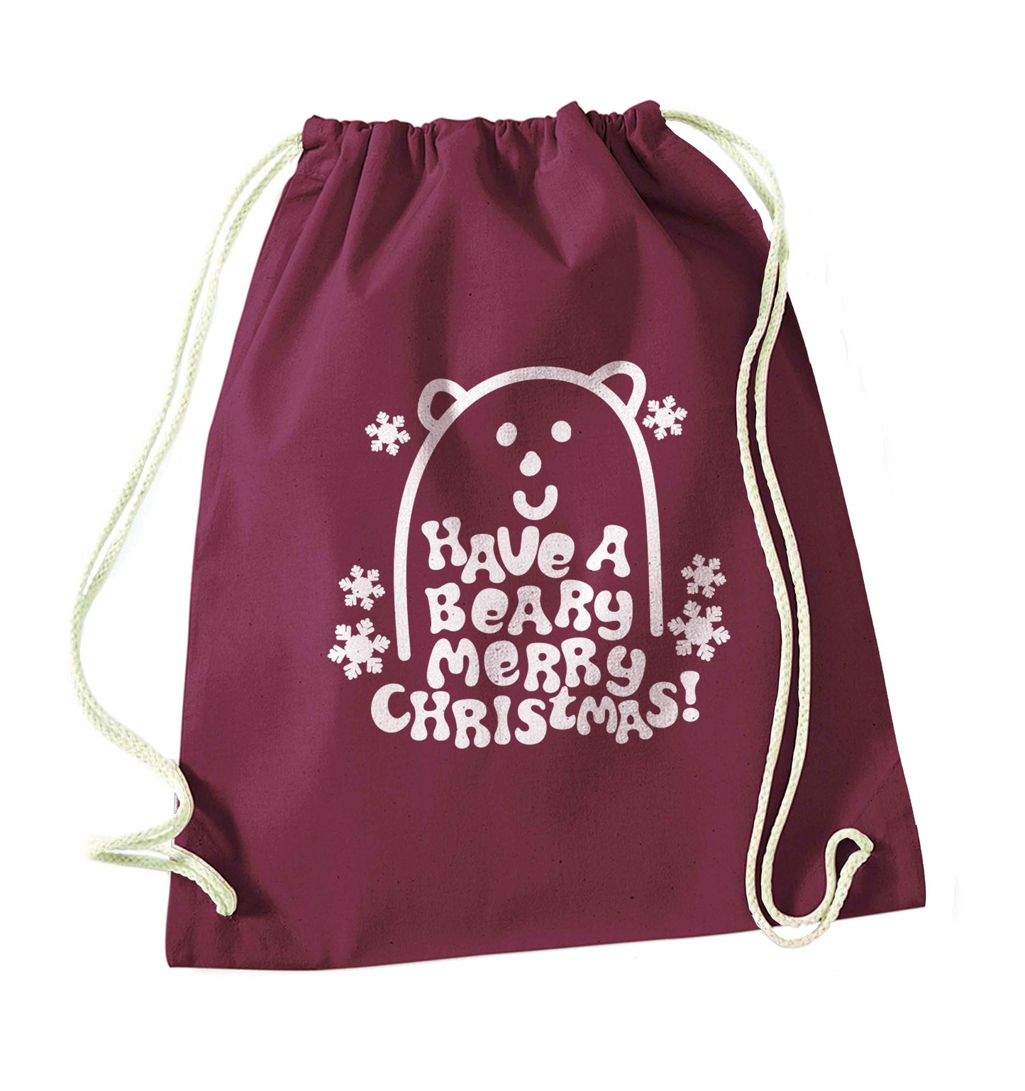Save The Polar Bears maroon drawstring bag