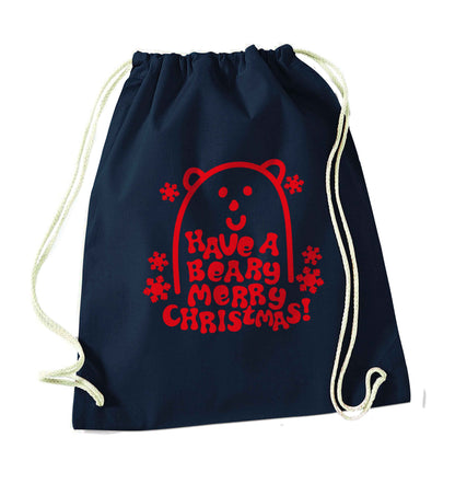 Save The Polar Bears navy drawstring bag