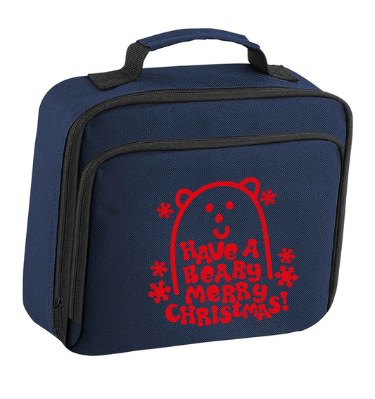 Save The Polar Bears insulated navy lunch bag cooler