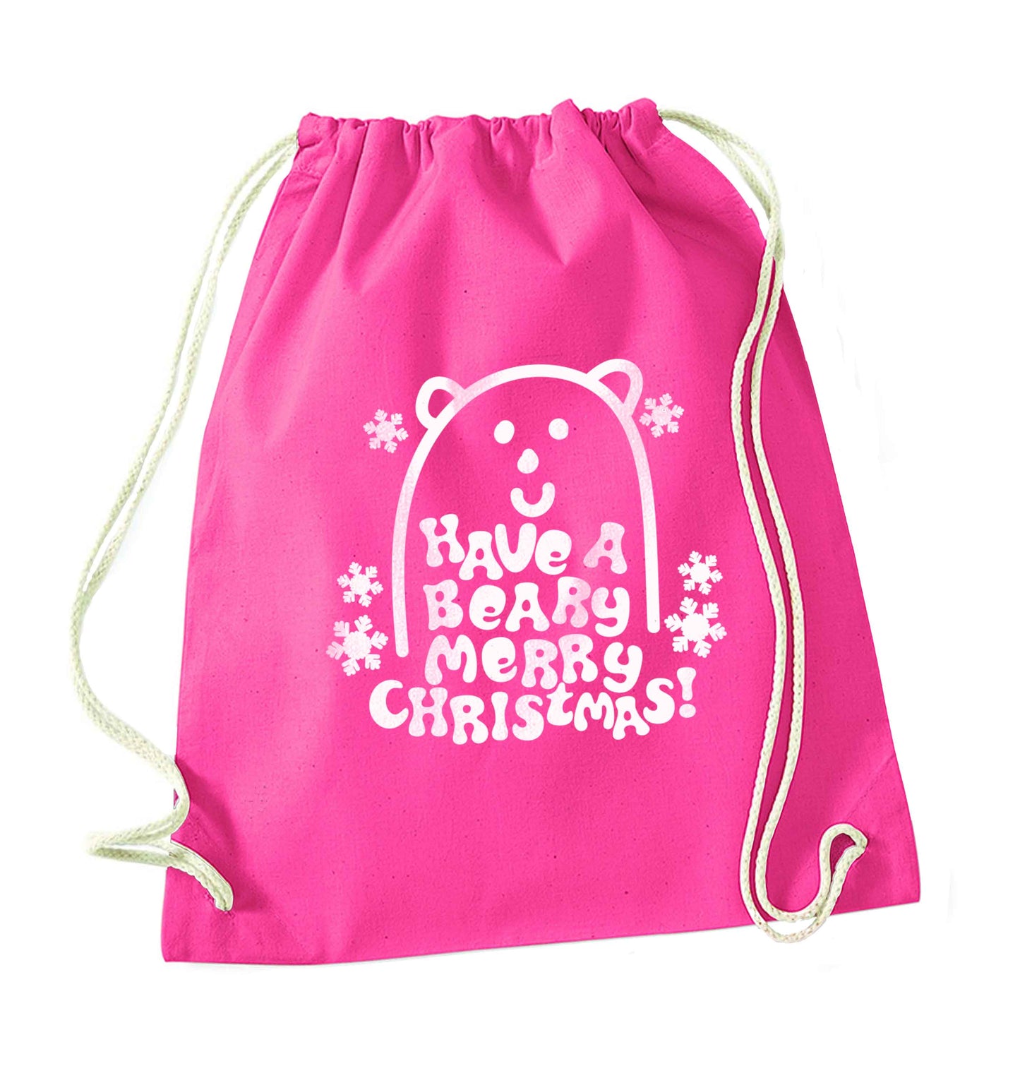 Save The Polar Bears pink drawstring bag