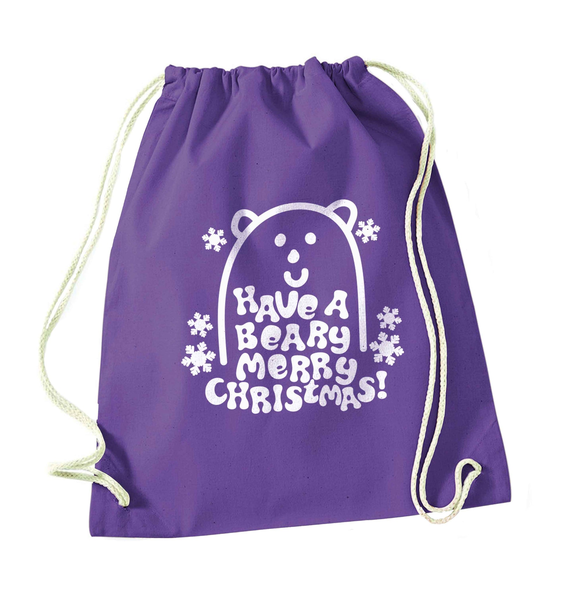 Save The Polar Bears purple drawstring bag