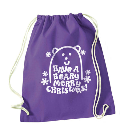 Save The Polar Bears purple drawstring bag