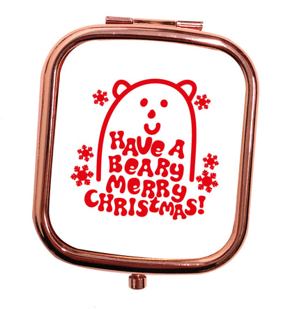 Save The Polar Bears rose gold square pocket mirror