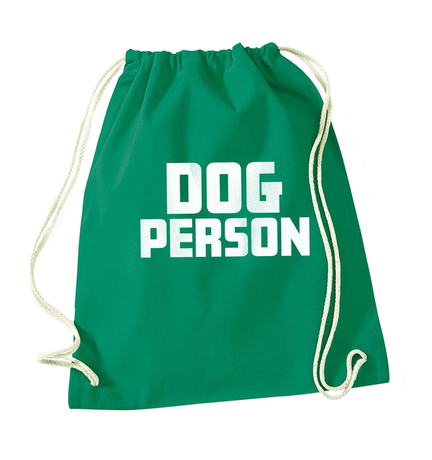 Dog Person Kit green drawstring bag