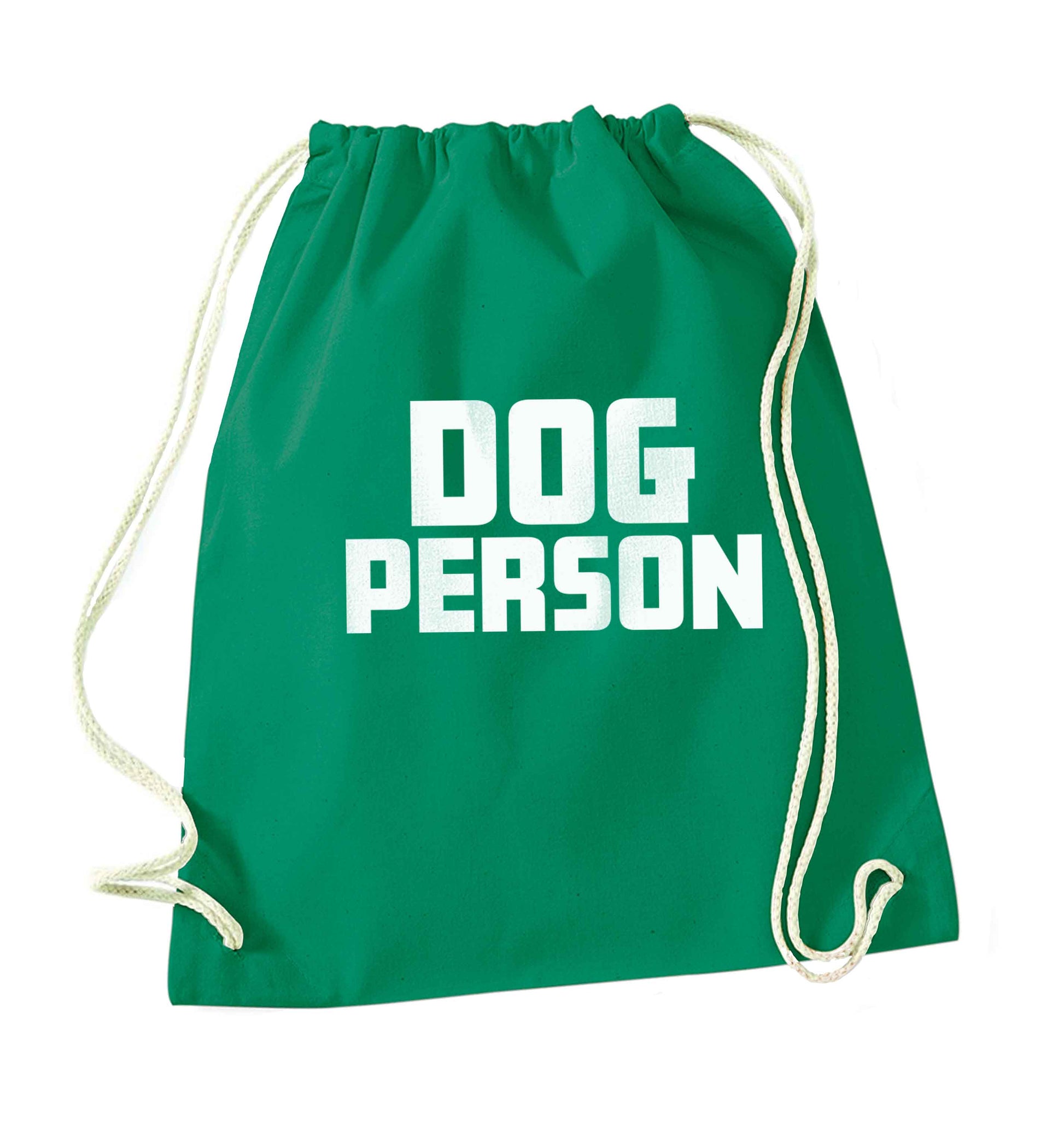 Dog Person Kit green drawstring bag