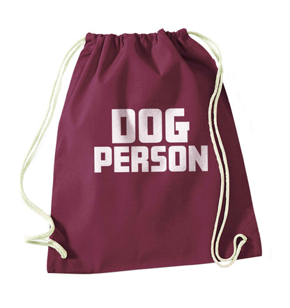 Dog Person Kit maroon drawstring bag