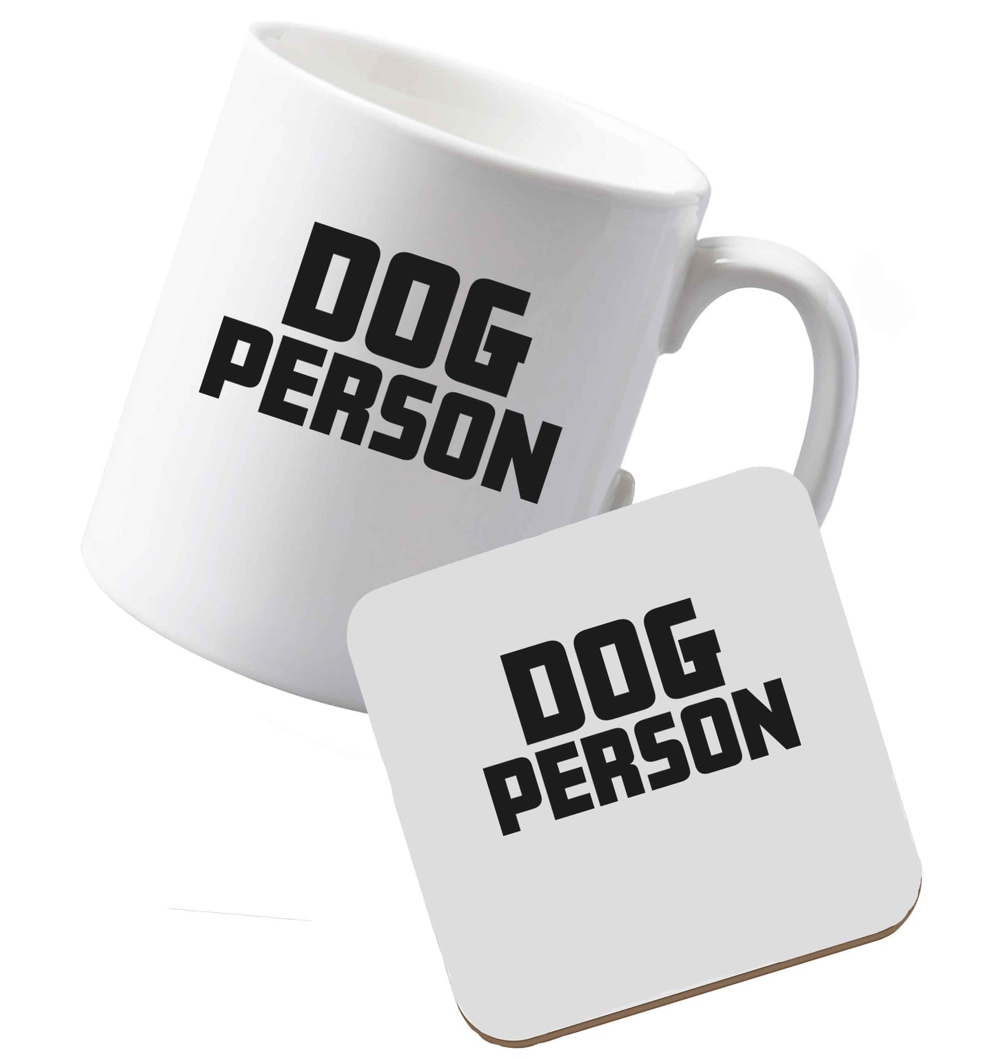 10 oz Ceramic mug and coaster Dog Person Kit both sides
